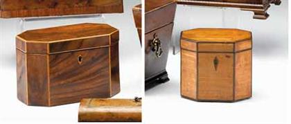 Appraisal: Two inlaid Mahogany tea caddies th century Each of octagonal