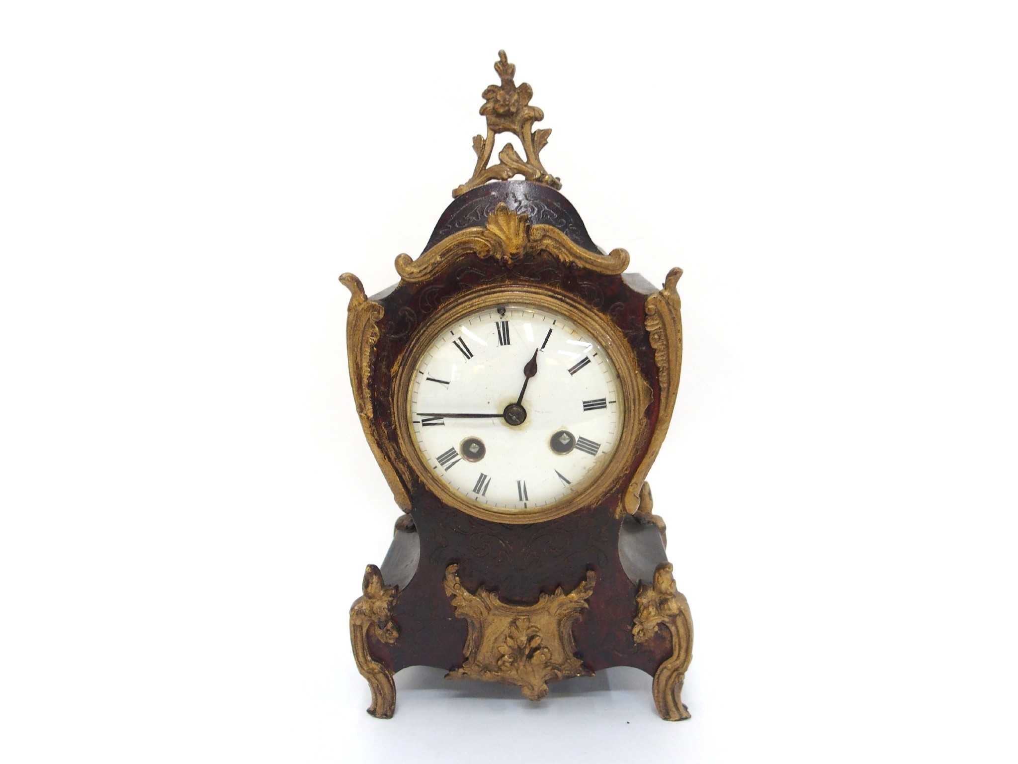 Appraisal: Wooden mantle clock with gilt metal mounts