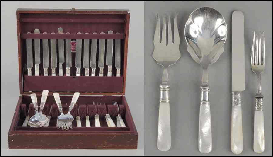 Appraisal: MOTHER-OF-PEARL DESSERT SERVICE Comprised of twelve knives and thirteen forks