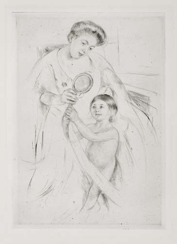 Appraisal: MARY CASSATT Looking into the Hand Mirror No Drypoint on