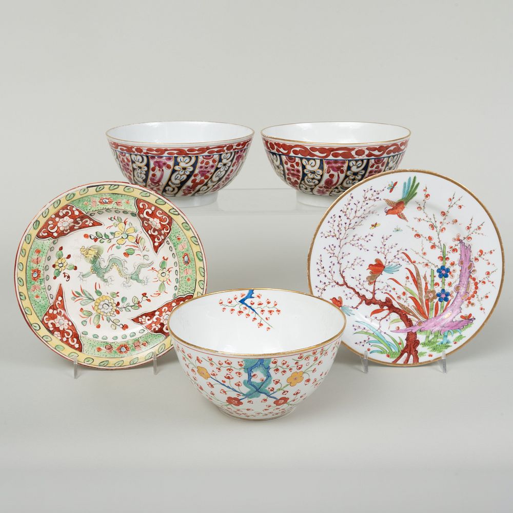 Appraisal: Group of English Porcelain Decorated in Red and Blue Patterns