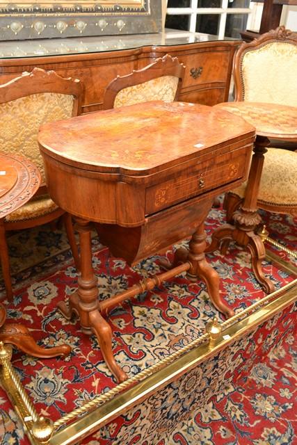 Appraisal: BURR WALNUT SEWING TABLE