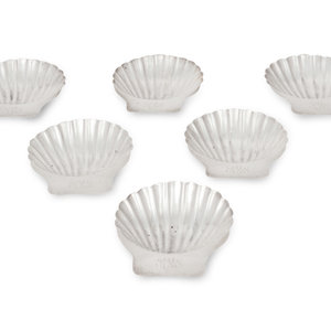 Appraisal: Six Mexican Silver Shell-Shaped Dishes each with an engraved monogram