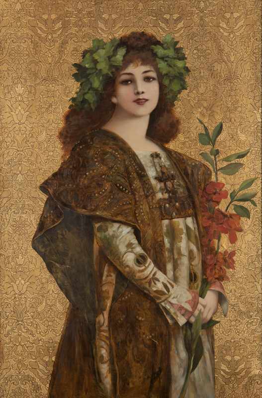 Appraisal: Portrait of Sarah Bernhardt holding flowers from the opening scene