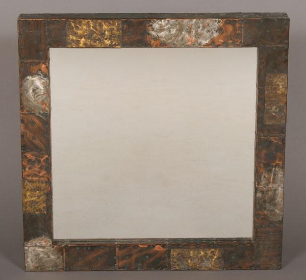 Appraisal: Paul Evans patchwork mirror with patinated metal frame sq