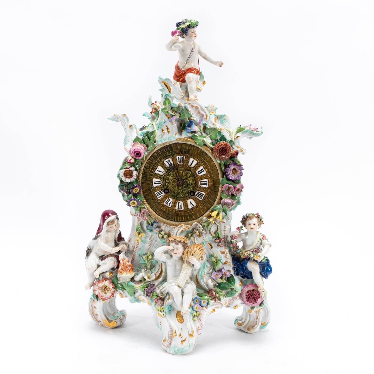 Appraisal: TH C MEISSEN FOUR SEASONS PORCELAIN CLOCK Meissen German founded