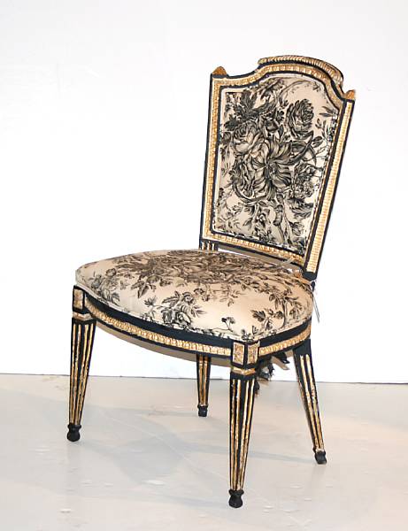 Appraisal: A pair of Louis XVI style painted and parcel gilt