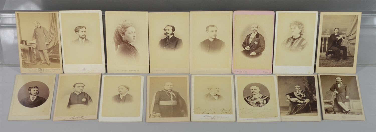 Appraisal: Ephemera carte de visites primarily European portraits sixteen mostly signed