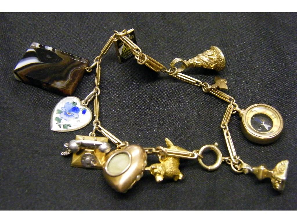 Appraisal: ct fancy link charm bracelet with eleven novelty charms including