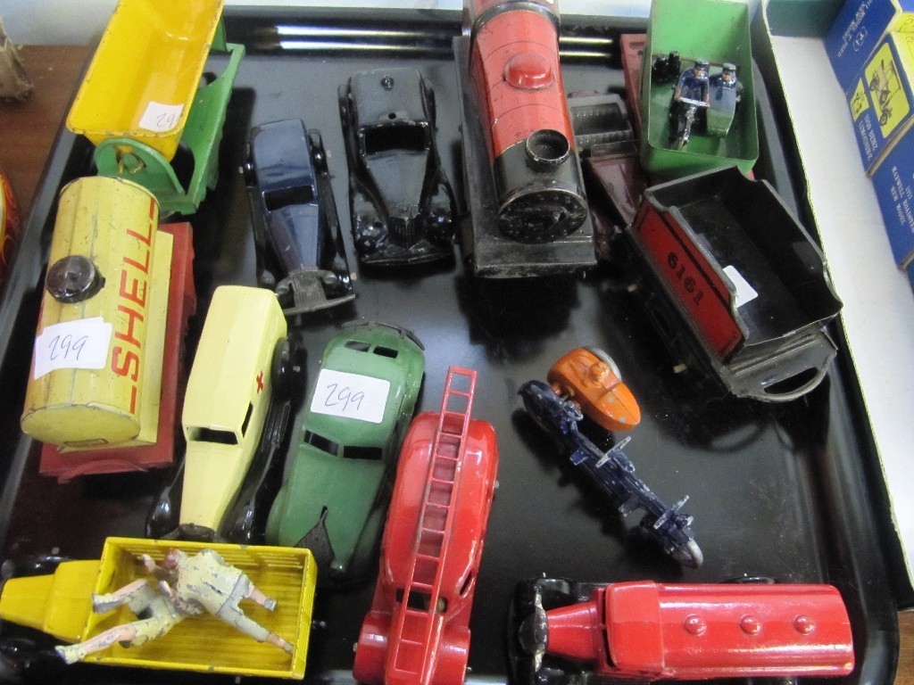 Appraisal: Lot comprising assorted Dinky models and Tinplate train engine etc