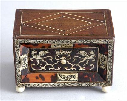 Appraisal: CONTINENTAL BAROQUE IVORY AND TORTOISESHELL INLAID WALNUT TABLE CABINET The