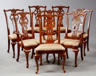 Appraisal: Set of Eight George II Style Carved Mahogany Dinin Set