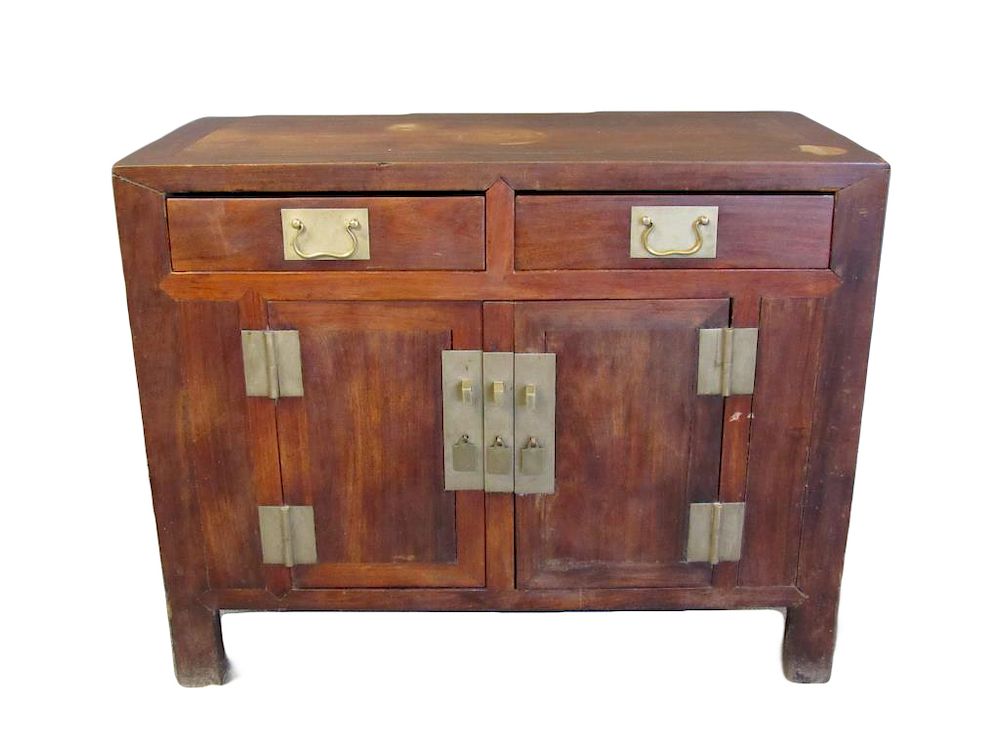 Appraisal: Chinese Hongmu Cabinet Single top set within a simple rectangular