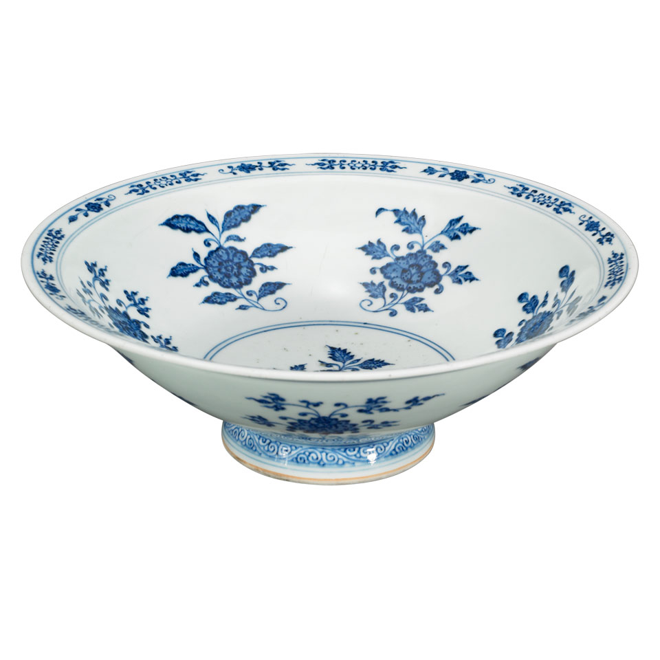 Appraisal: Blue and White Ming-Style Bowl Qianlong Mark Qing Dynasty th