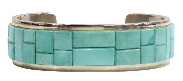 Appraisal: Native American sterling silver cuff bracelet signed Jackson in a