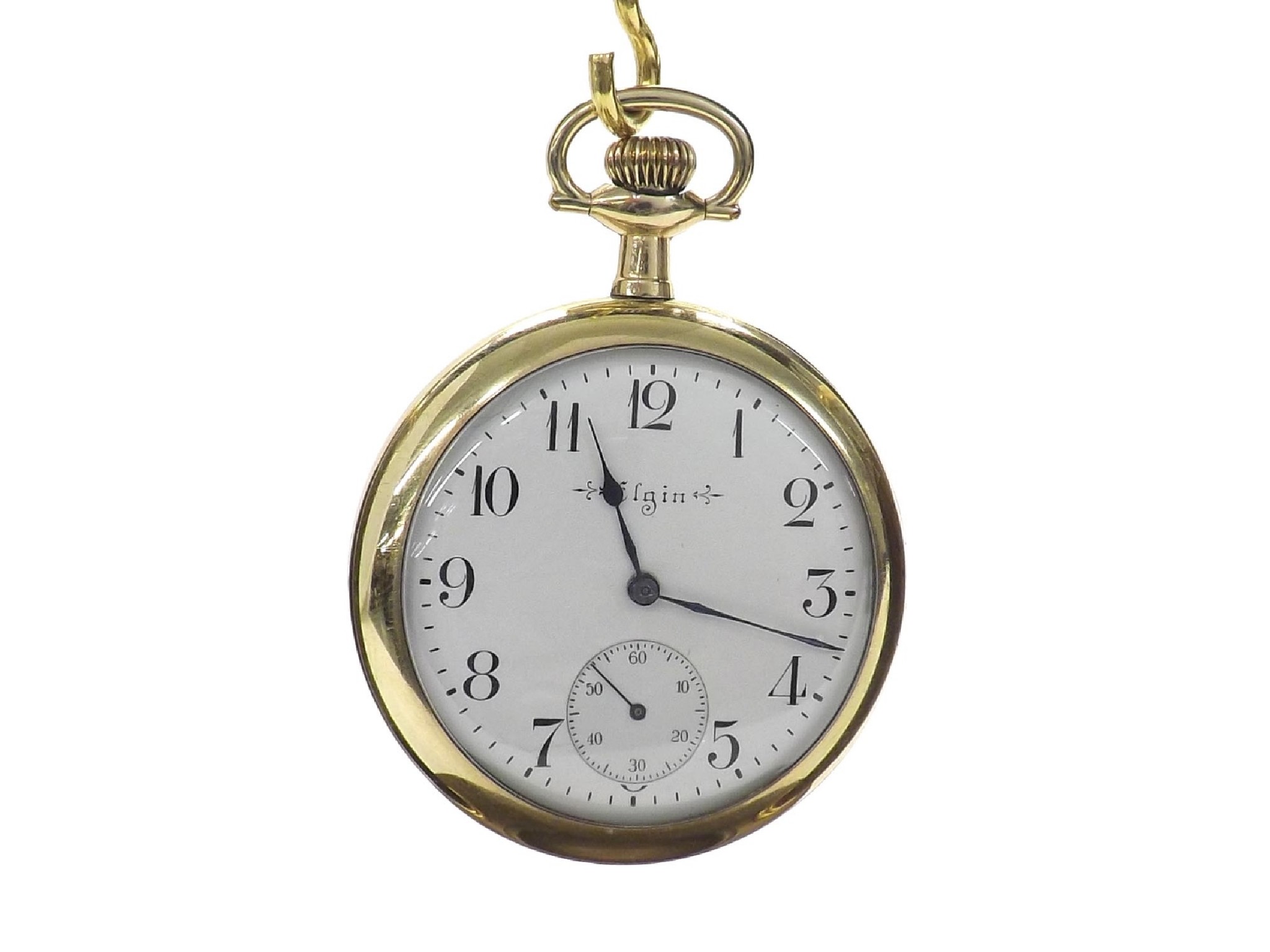 Appraisal: Elgin gold plated lever pocket watch circa jewel signed movement