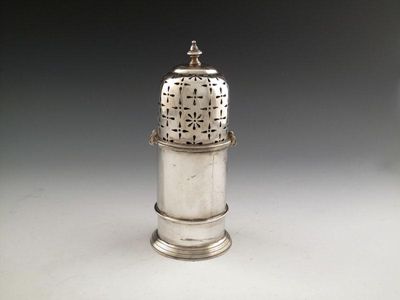 Appraisal: A silver lighthouse sugar caster marks obliterated by the London