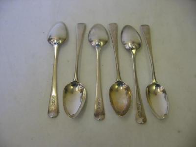 Appraisal: A SET OF SIX GEORGE III DESSERT SPOONS in Old