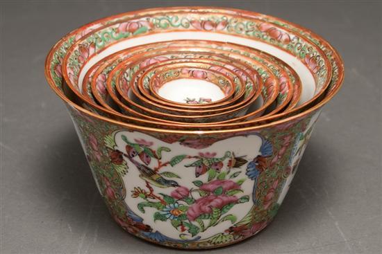 Appraisal: Chinese Export Rose Canton porcelain nest of nine graduated bowls