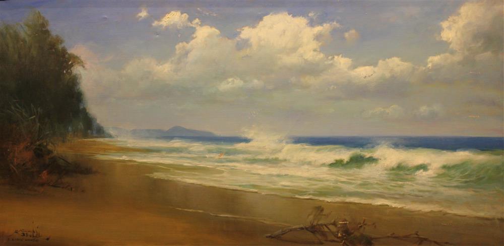 Appraisal: RADEN BASOEKI ABDULLAH INDONESIAN - SEASCAPE Oil on canvas x