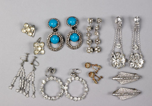 Appraisal: Six pair of rhinestone drop earrings together with a pair