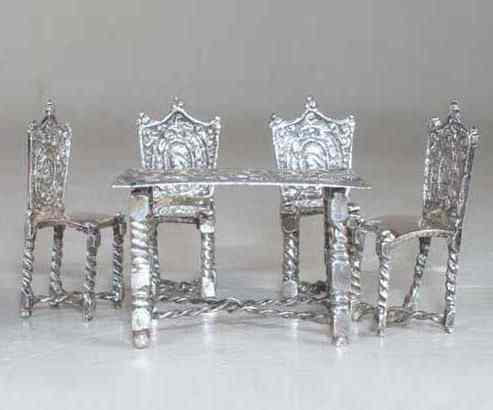 Appraisal: A Collection of Dutch Miniature Silver Furniture circa - comprising