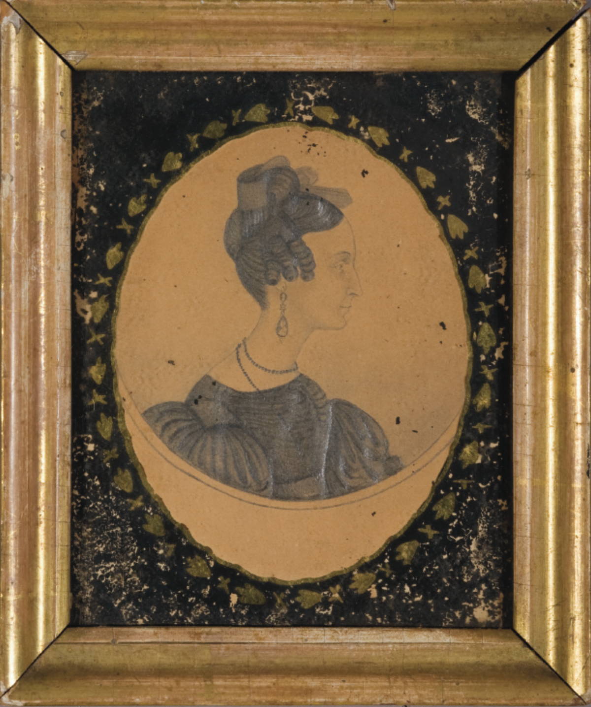 Appraisal: BUST-LENGTH PENCIL PROFILE PORTRAIT OF A WOMAN ATTRIBUTED TO J