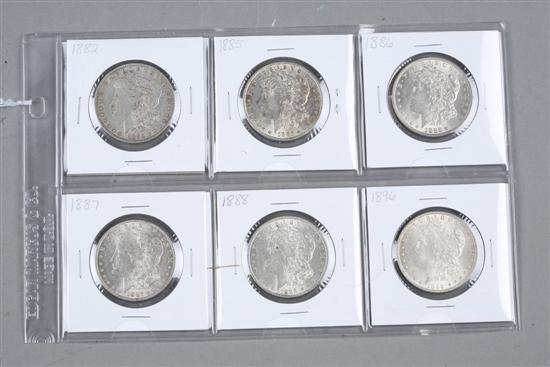 Appraisal: SIX MORGAN SILVER DOLLARS Years include and