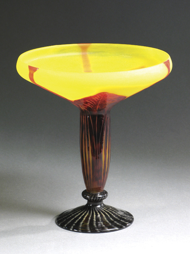 Appraisal: LE VERRE FRANCAIS CAMEO GLASS COMPOTE The base wine red