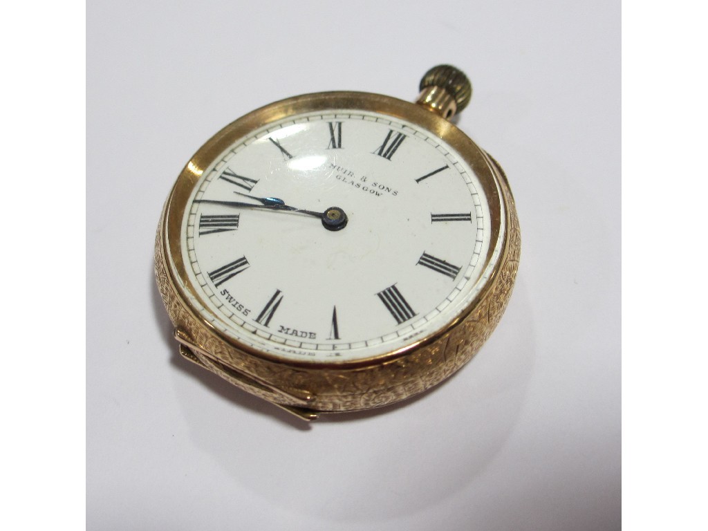 Appraisal: Fourteen carat gold cased open faced fob watch by Muir