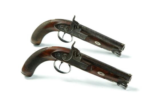 Appraisal: PAIR OF PERCUSSION PISTOLS William Lowe Chester England st half-