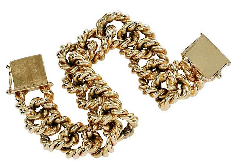 Appraisal: kt Gold Bracelet large twisted rope links stamped S KS