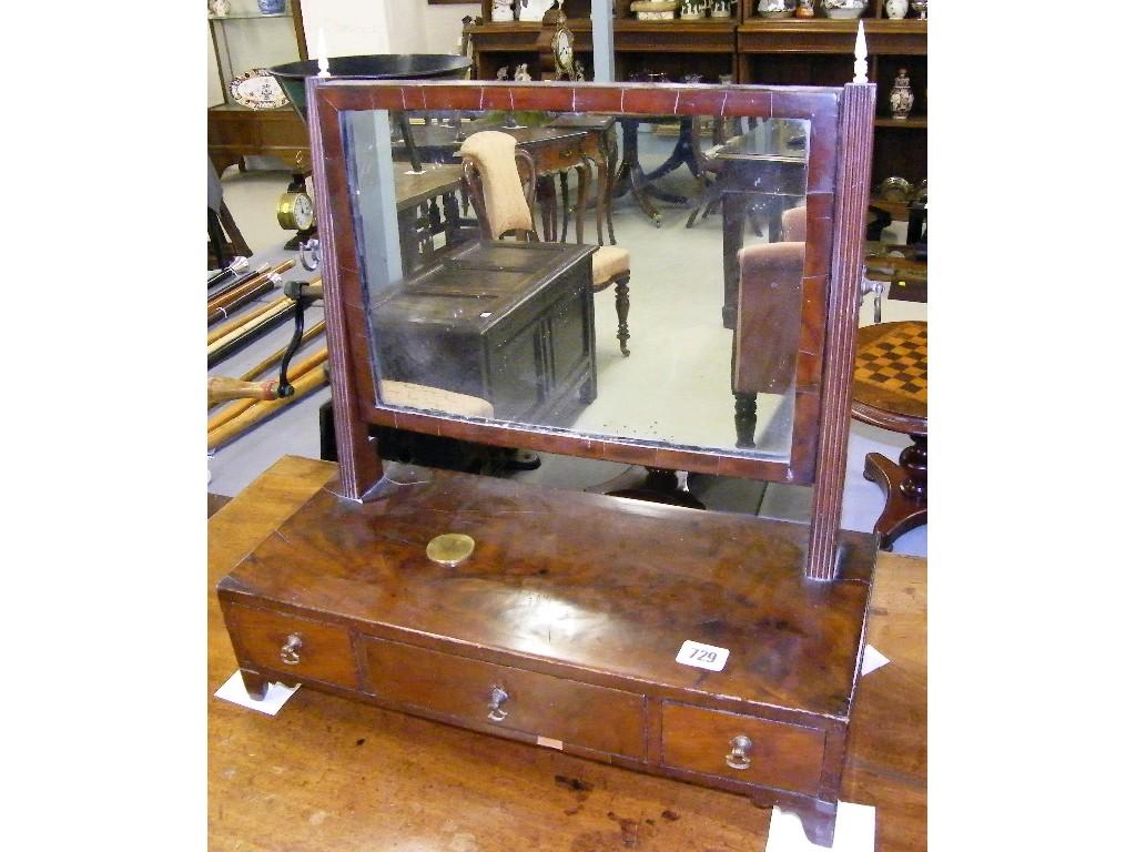 Appraisal: th century mahogany dressing mirror the rectangular plate upon reeded