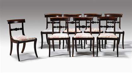 Appraisal: Eight Classical mahogany side chairs philadelphia circa Inlaid crests above