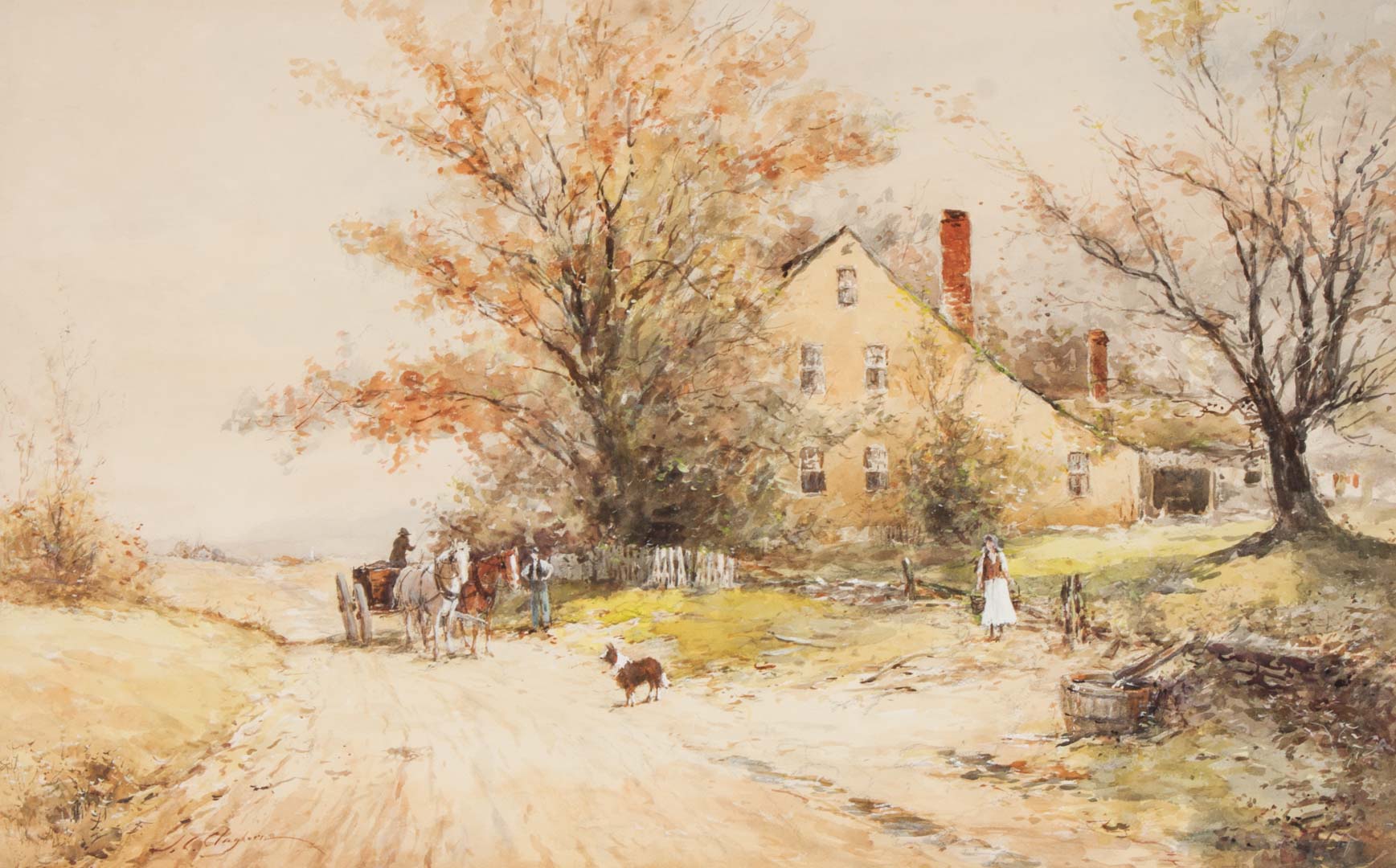 Appraisal: Joseph Claghorn Country Scene watercolor Joseph Conover Claghorn American -