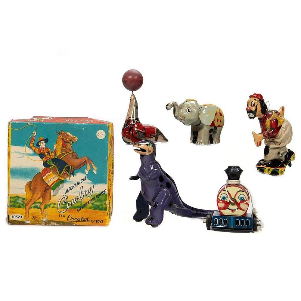 Appraisal: Flintstones Dino Seal Elephant Cowboy Skater Loco Wind up tin