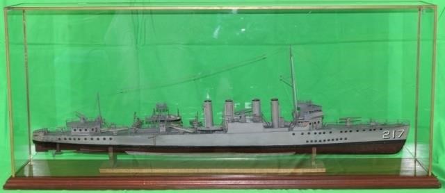 Appraisal: HIGHLY DETAILED CASED WOOD MODEL OF WWI USN WORLD WAR