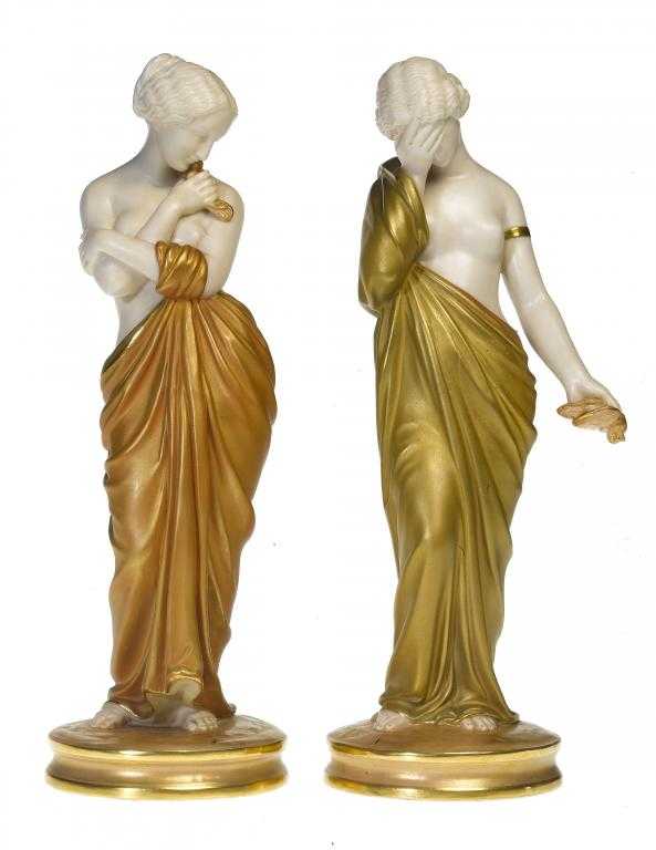 Appraisal: A PAIR OF ROYAL WORCESTER FIGURES OF JOY AND SORROW