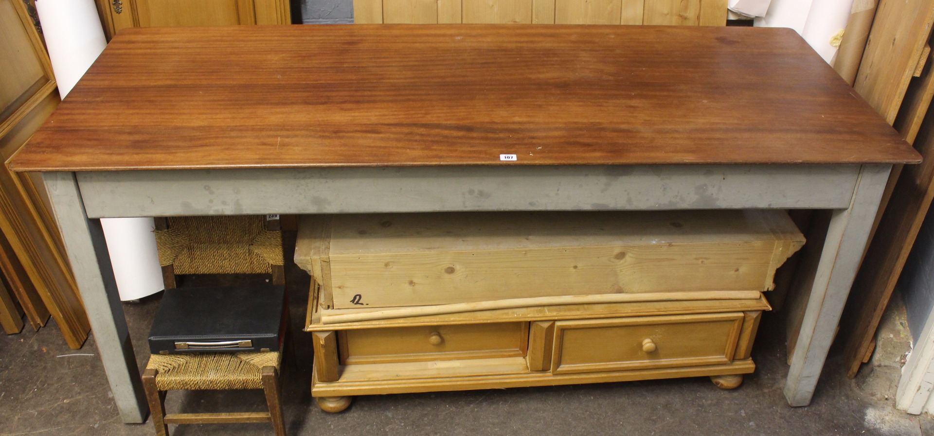 Appraisal: A th century kitchen table the mahogany rectangular top and