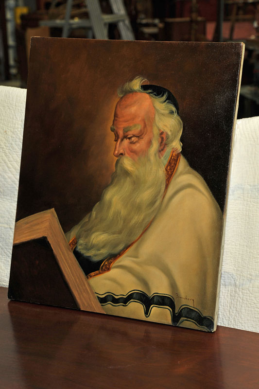 Appraisal: PAINTING Oil on canvas signed ''Bromberg'' depicting a rabbi in