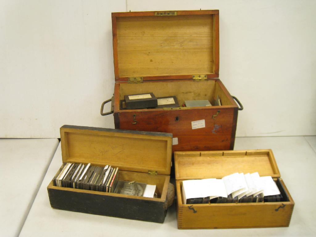 Appraisal: A stained pine Box of various Lantern slides and Photographic