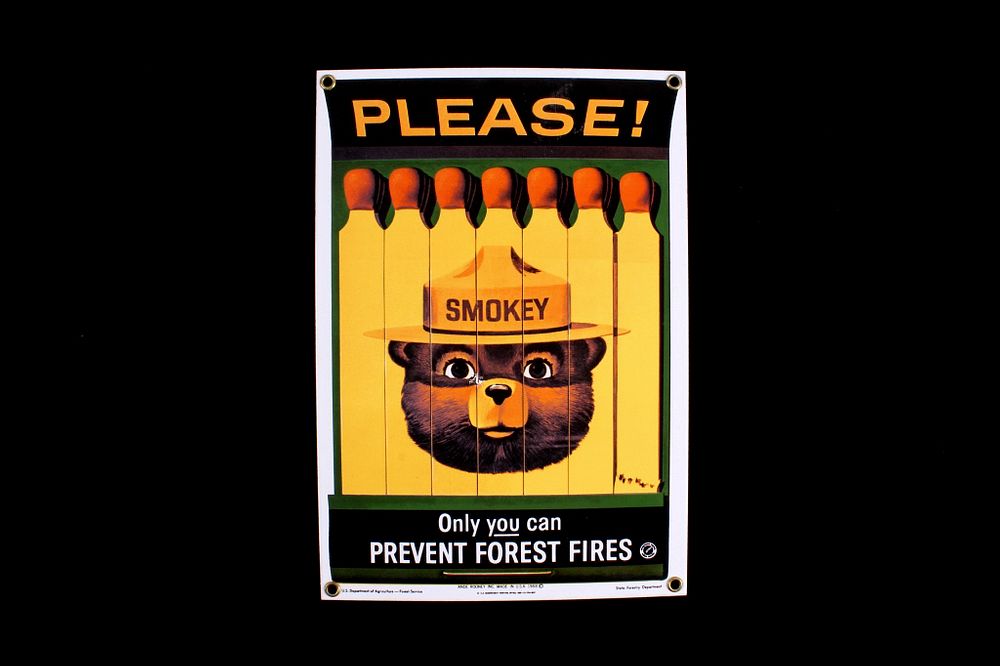 Appraisal: Smokey Bear U S Forest Service Porcelain Sign Included in