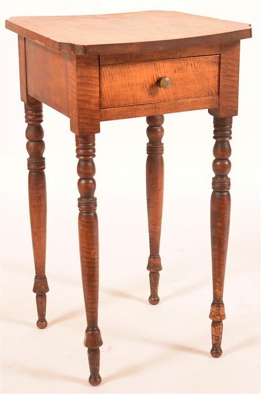 Appraisal: PA Federal Tiger Maple One Drawer Stand Pennsylvania Federal Tiger