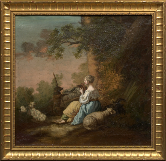 Appraisal: Continental School th Century Italianate Landscape with a Shepherdess Surrounded