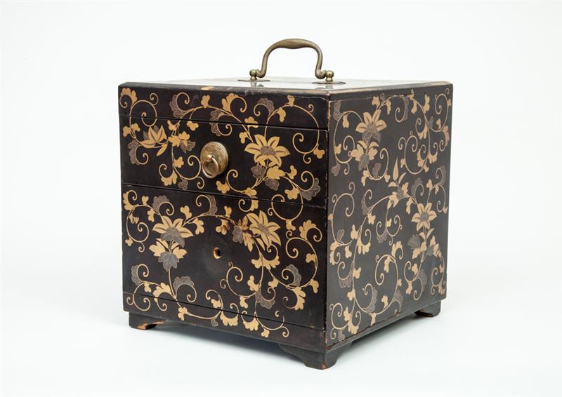 Appraisal: Japanese Black Lacquer and Parcel-Gilt Box x x in Estate