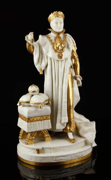 Appraisal: - Continental Statue of Napoleon Porcelain Continental enameled and gilded