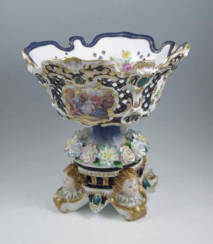 Appraisal: DRESDEN PORCELAIN PEDESTAL BOWL Richard Klemm the blue under glaze