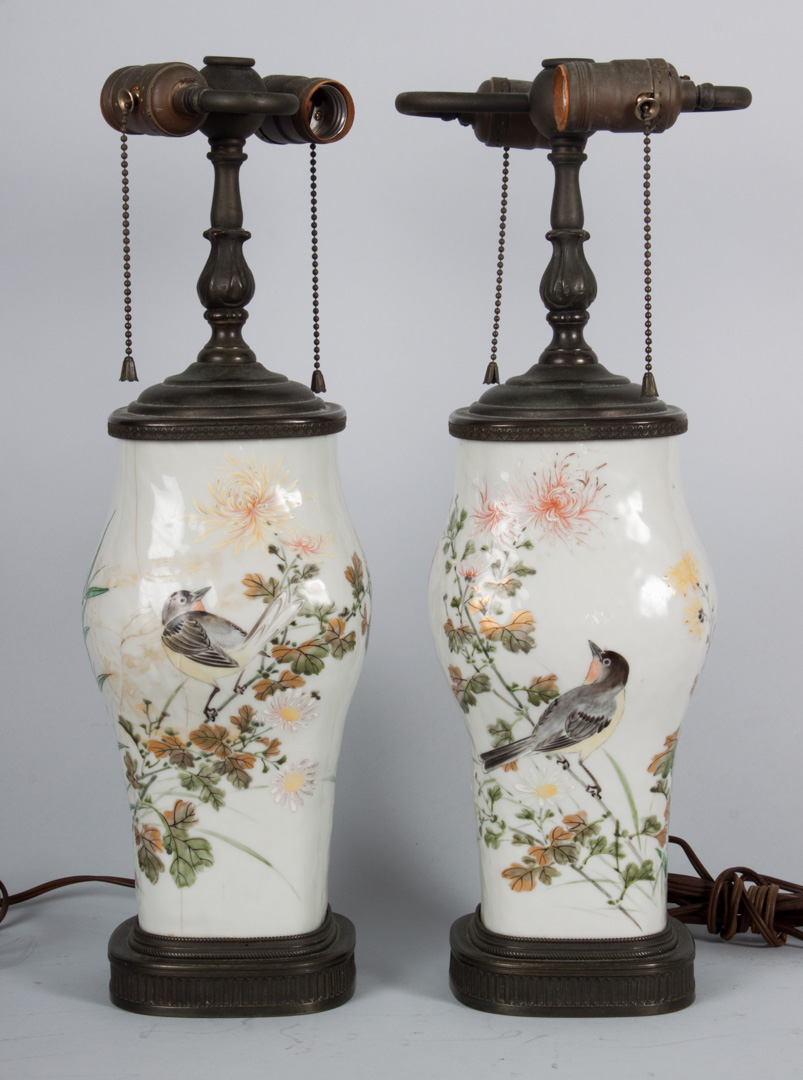 Appraisal: Pair of Japanese porcelain vases mounted as lamps late th