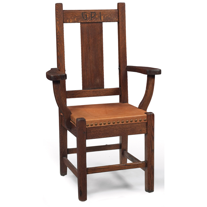 Appraisal: Roycroft chair from the Grove Park Inn wide vertical slat