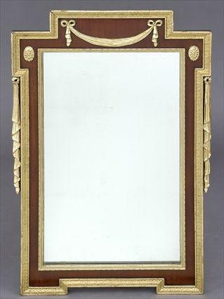 Appraisal: GEORGE II-STYLE MAHOGANY AND PARCEL-GILT MIRROR The rectangular plate within